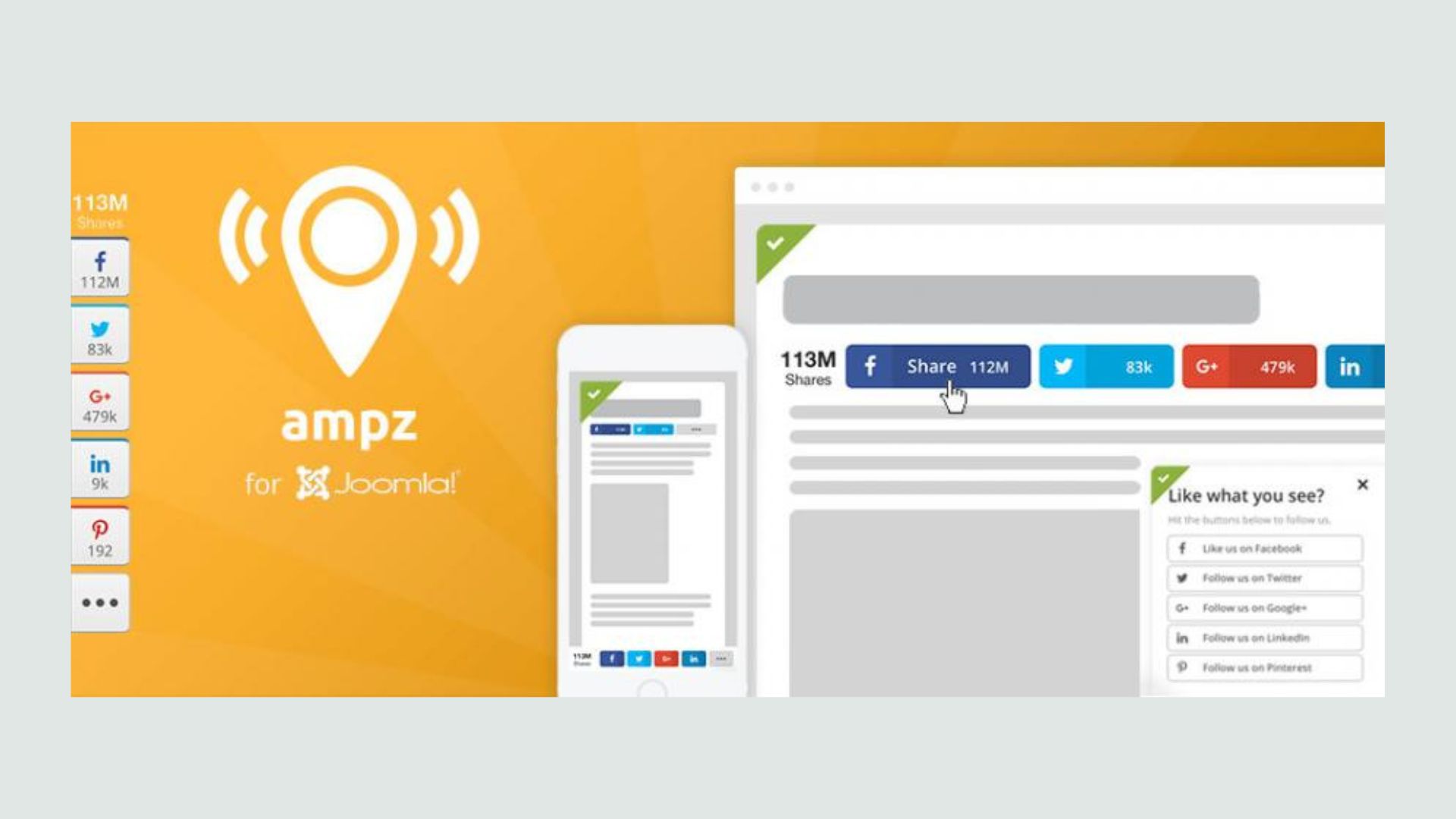 AMPZ Social Sharing 5.1 - Joomla