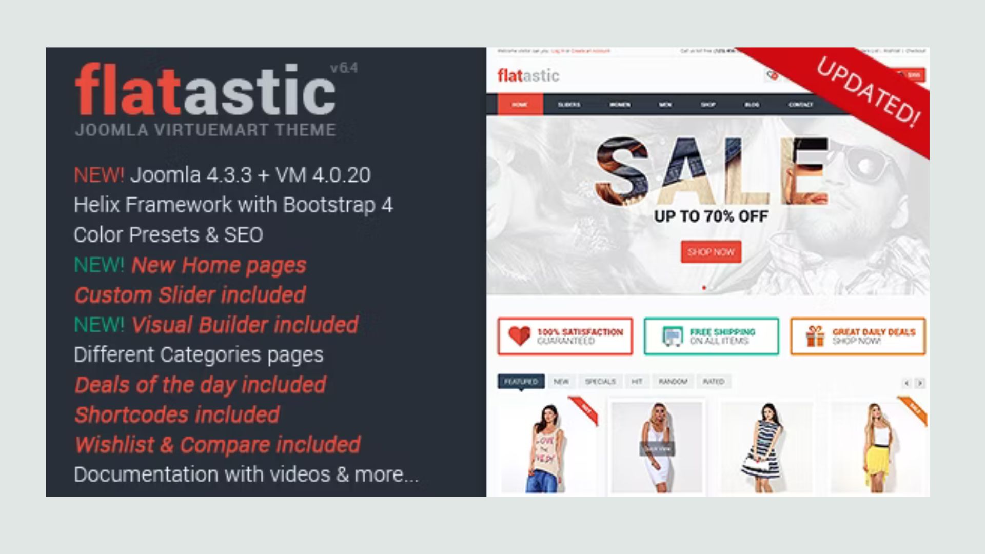 Flatastic Responsive Multipurpose VirtueMart Theme - Joomla